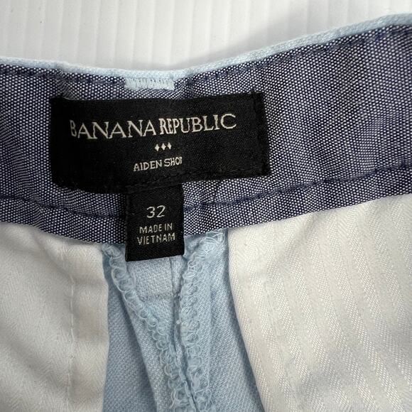 Banana Republic Aiden Short 9" inseam Cotton Linen Blend Light Blue Men Size 32 - Picture 3 of 7